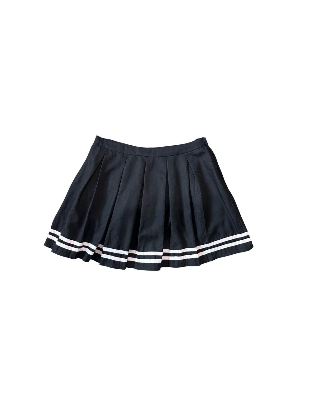 Hot Topic Women's XL Pleated Mini Skirt Black White Stripe Hem Goth Schoolgirl